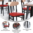 Pemberly Row Metal Dining Chair with Seat and Wood Boomerang Back in Red/Natural