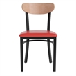 Pemberly Row Metal Dining Chair with Seat and Wood Boomerang Back in Red/Natural