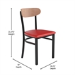 Pemberly Row Metal Dining Chair with Seat and Wood Boomerang Back in Red/Natural