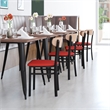 Pemberly Row Metal Dining Chair with Seat and Wood Boomerang Back in Red/Natural