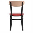 Pemberly Row Metal Dining Chair with Seat and Wood Boomerang Back in Red/Natural