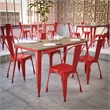 Pemberly Row 30x60 Poly Resin Restaurant Table with Umbrella Hole in Brown/Red
