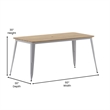Pemberly Row 30x60 Poly Resin Restaurant Table with Umbrella Hole - Brown/Silver