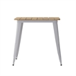 Pemberly Row 30x60 Poly Resin Restaurant Table with Umbrella Hole - Brown/Silver