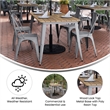 Pemberly Row 30x60 Poly Resin Restaurant Table with Umbrella Hole - Brown/Silver