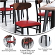 Pemberly Row Metal Dining Chair with Seat and Wood Boomerang Back in Red/Walnut