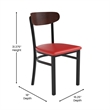 Pemberly Row Metal Dining Chair with Seat and Wood Boomerang Back in Red/Walnut