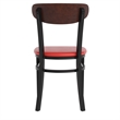 Pemberly Row Metal Dining Chair with Seat and Wood Boomerang Back in Red/Walnut