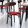 Pemberly Row Metal Dining Chair with Seat and Wood Boomerang Back in Red/Walnut