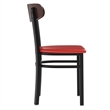 Pemberly Row Metal Dining Chair with Seat and Wood Boomerang Back in Red/Walnut