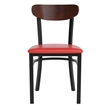 Pemberly Row Metal Dining Chair with Seat and Wood Boomerang Back in Red/Walnut