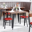 Pemberly Row Metal Dining Chair with Seat and Wood Boomerang Back in Red/Walnut
