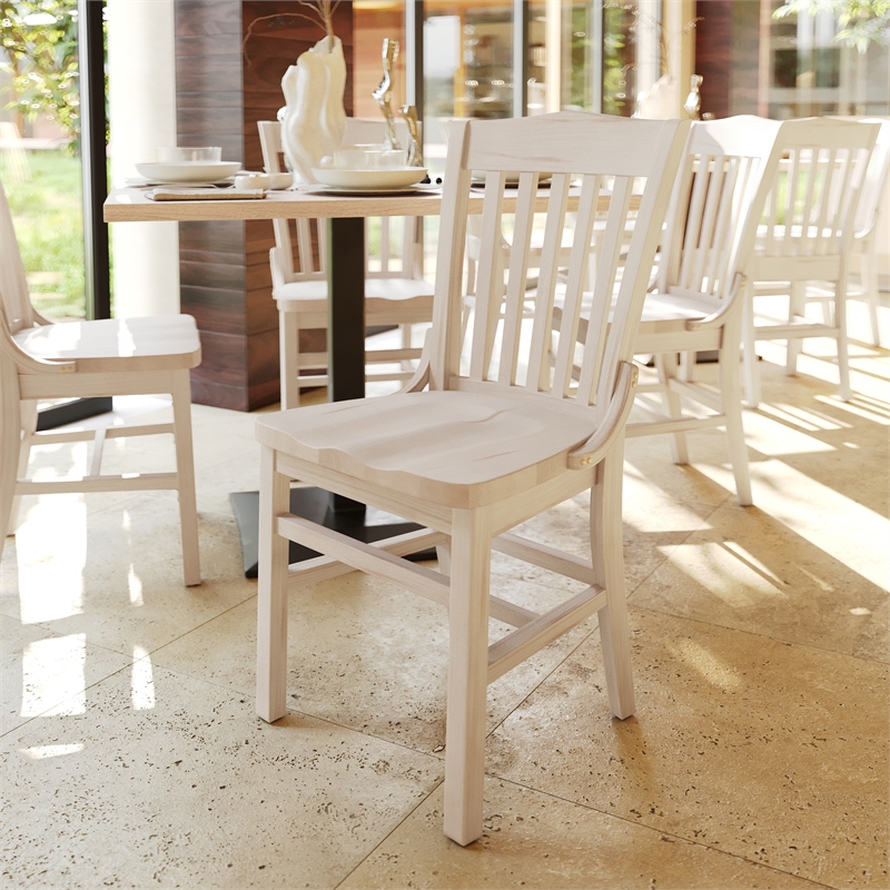 Pemberly Row School House Back Antique White Wood Restaurant Chair with Footrest