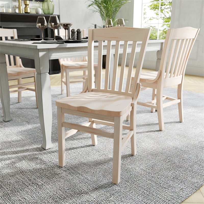 Pemberly Row School House Back Antique White Wood Restaurant Chair with Footrest