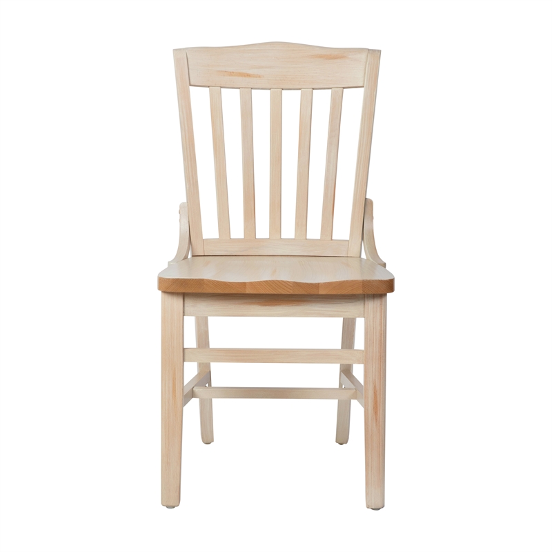 Pemberly Row School House Back Antique White Wood Restaurant Chair with Footrest