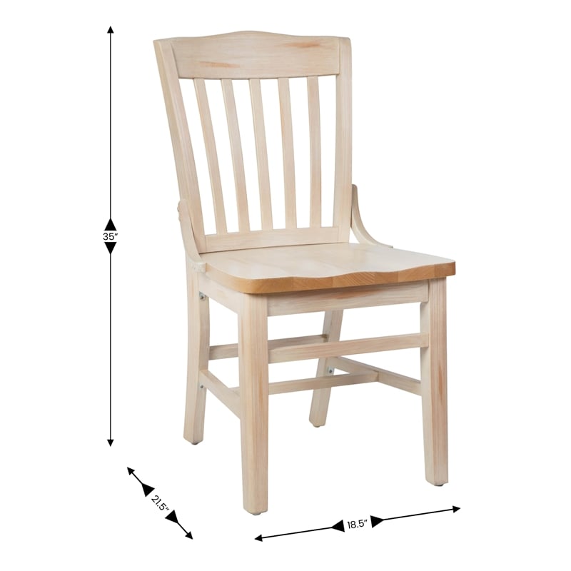 Pemberly Row School House Back Antique White Wood Restaurant Chair with Footrest