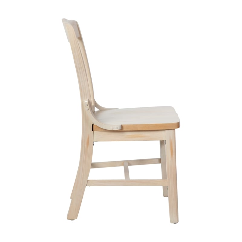 Pemberly Row School House Back Antique White Wood Restaurant Chair with Footrest