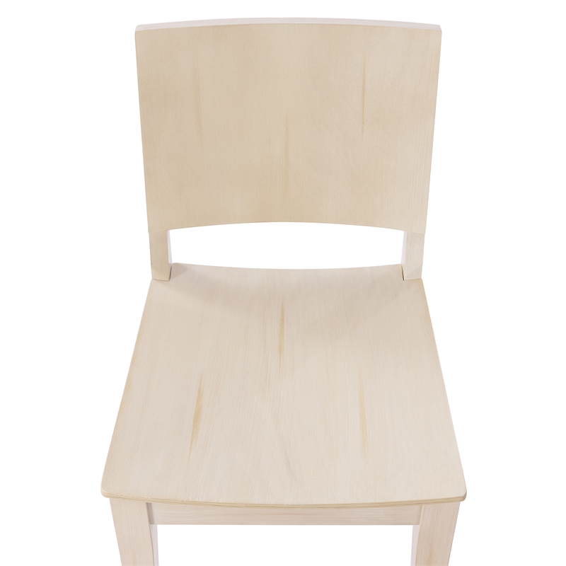 Pemberly Row Solid Wood Dining Chair with Curved Backrest in Antique White