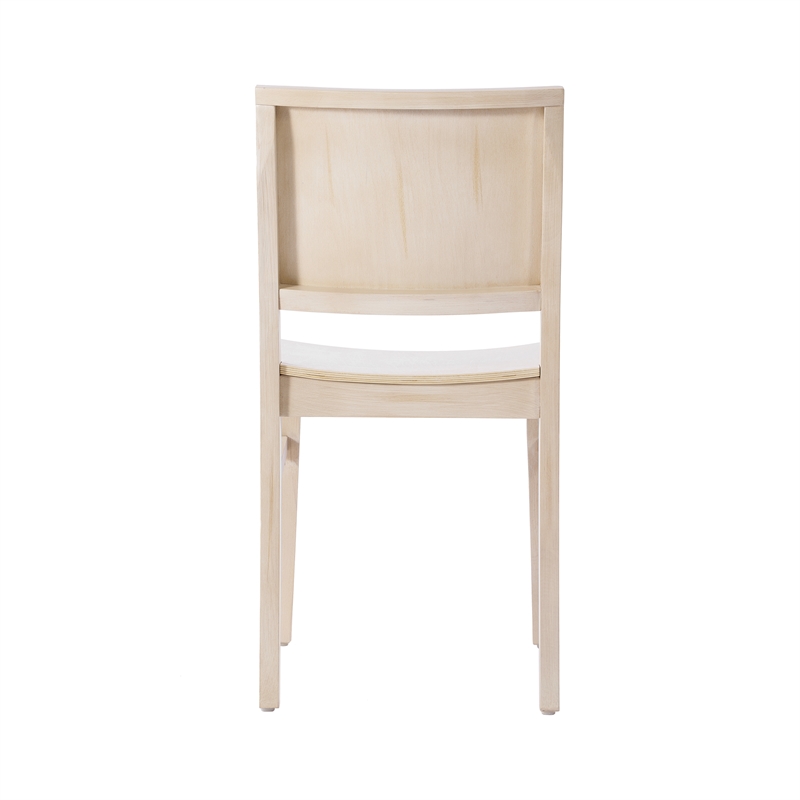 Pemberly Row Solid Wood Dining Chair with Curved Backrest in Antique White