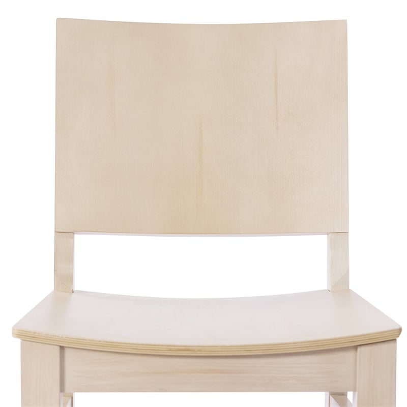 Pemberly Row Solid Wood Dining Chair with Curved Backrest in Antique White