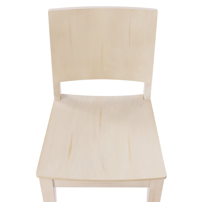 Pemberly Row Solid Wood Dining Chair with Curved Backrest in Antique White