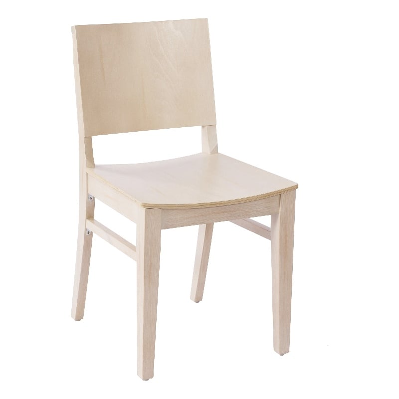 Pemberly Row Solid Wood Dining Chair with Curved Backrest in Antique White