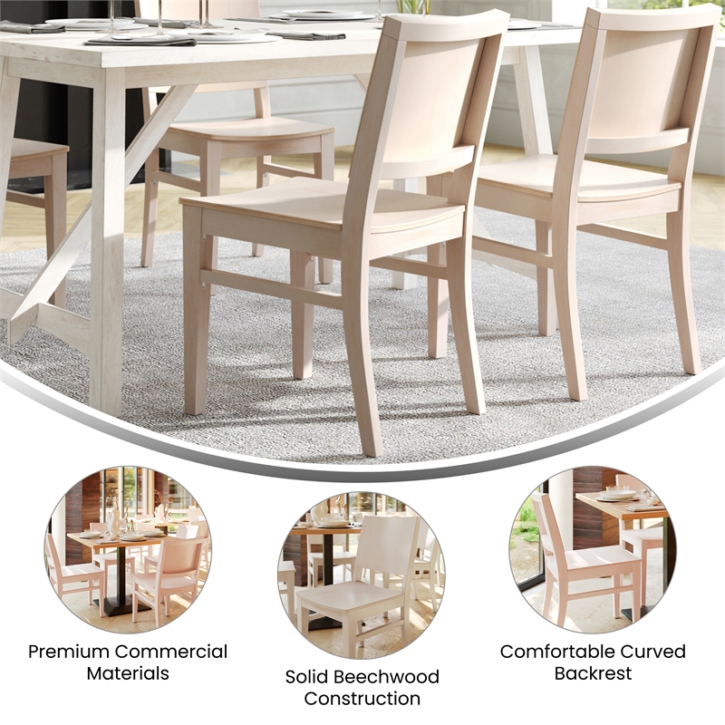Pemberly Row Solid Wood Dining Chair with Curved Backrest in Antique White