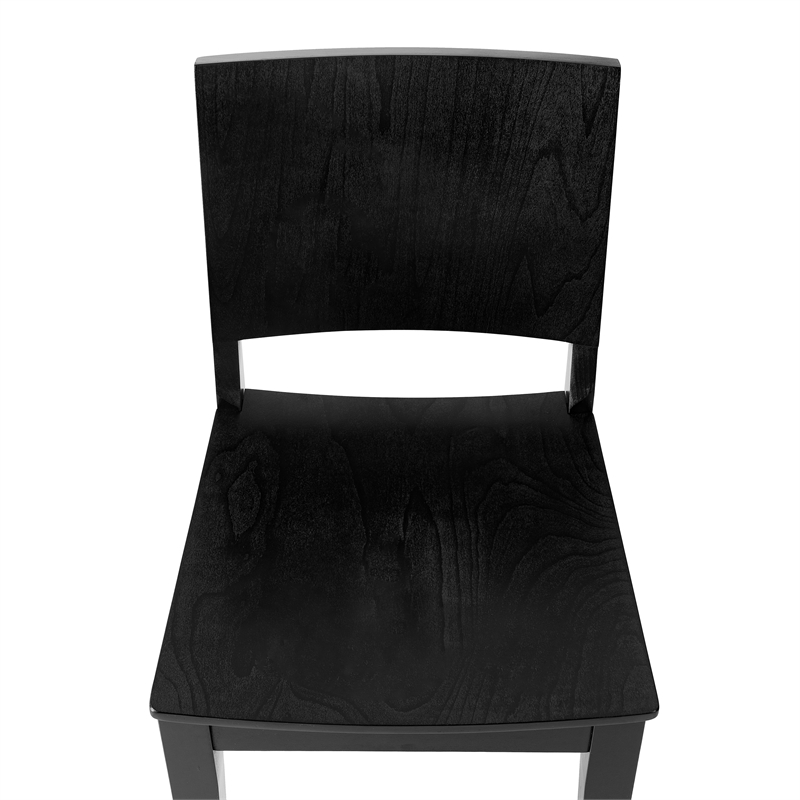 Pemberly Row Solid Wood Dining Chair with Curved Backrest in Black