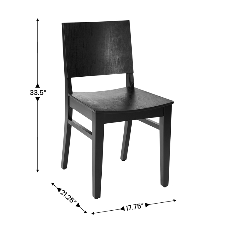 Pemberly Row Solid Wood Dining Chair with Curved Backrest in Black