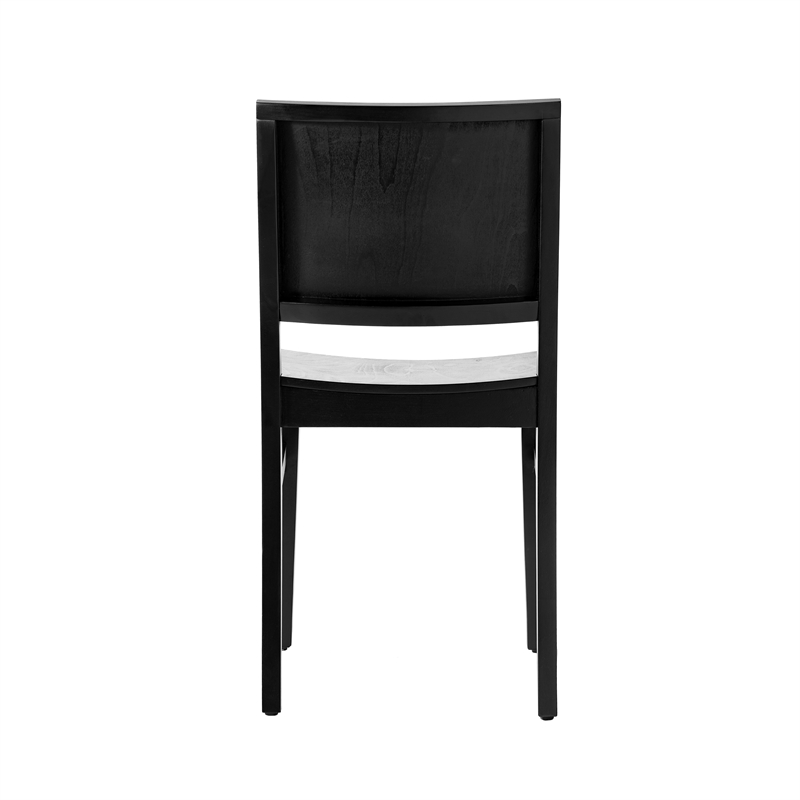 Pemberly Row Solid Wood Dining Chair with Curved Backrest in Black