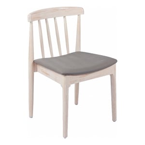 Pemberly Row Solid Wood Dining Chair with Padded Seat in Antique White/Beige