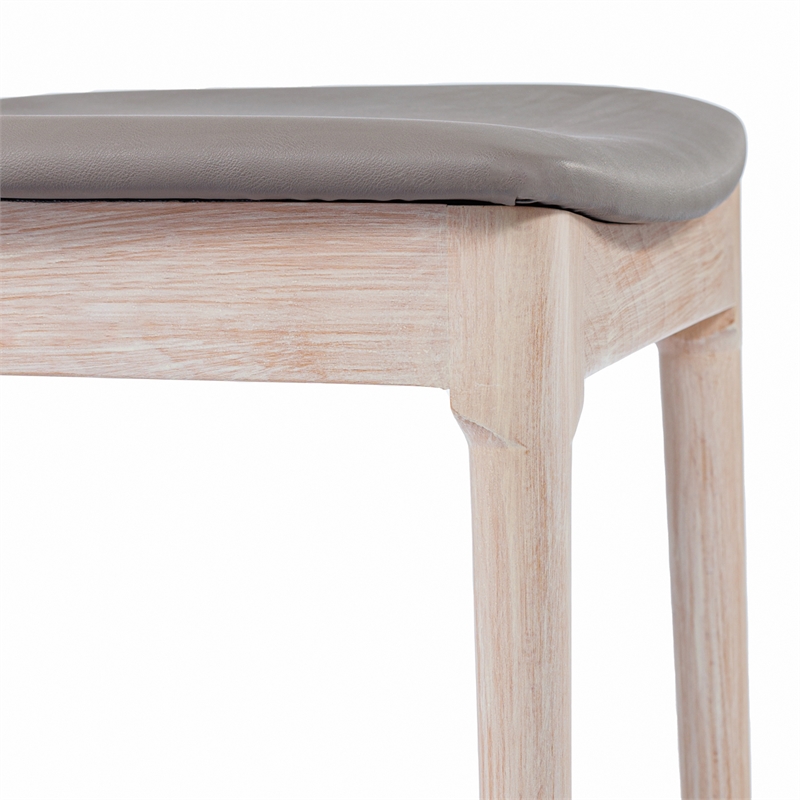Pemberly Row Solid Wood Dining Chair with Padded Seat in Antique White/Beige