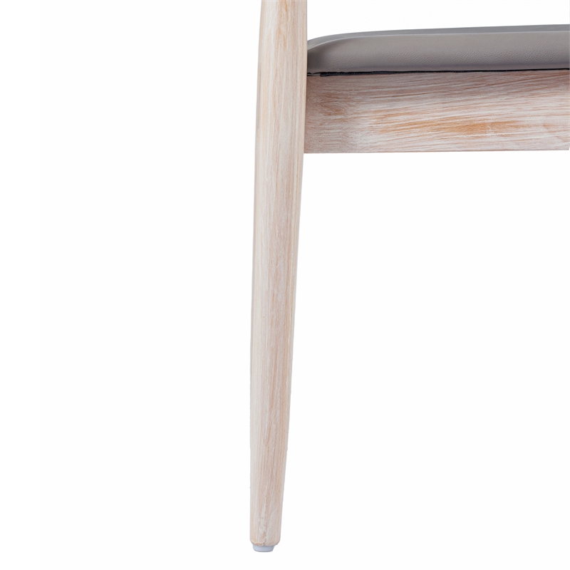 Pemberly Row Solid Wood Dining Chair with Padded Seat in Antique White/Beige