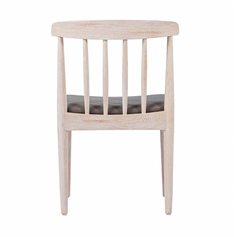 Pemberly Row Solid Wood Dining Chair with Padded Seat in Antique White/Beige