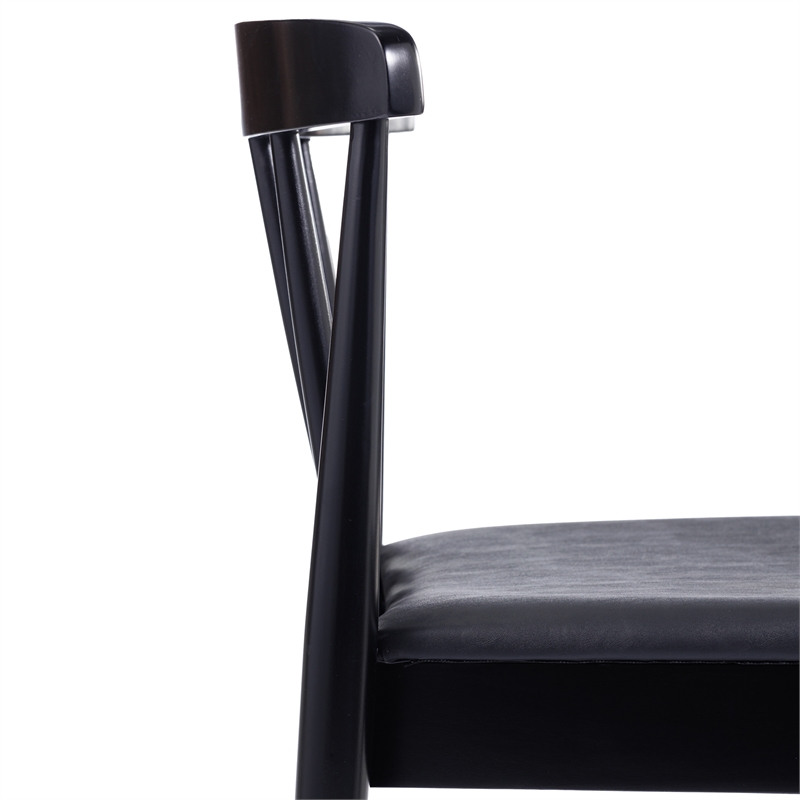 Pemberly Row Solid Wood Dining Chair with Padded Seat in Black