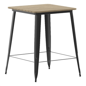 Pemberly Row 31.5&quot Poly Bar Top Restaurant Table with Frame in Brown/Black