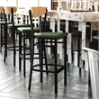 Pemberly Row Metal Barstool with Seat and Wood Boomerang Back in Green/Natural