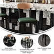 Pemberly Row Metal Barstool with Seat and Wood Boomerang Back in Green/Natural
