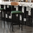 Pemberly Row Metal Barstool with Seat and Wood Boomerang Back in Green/Natural