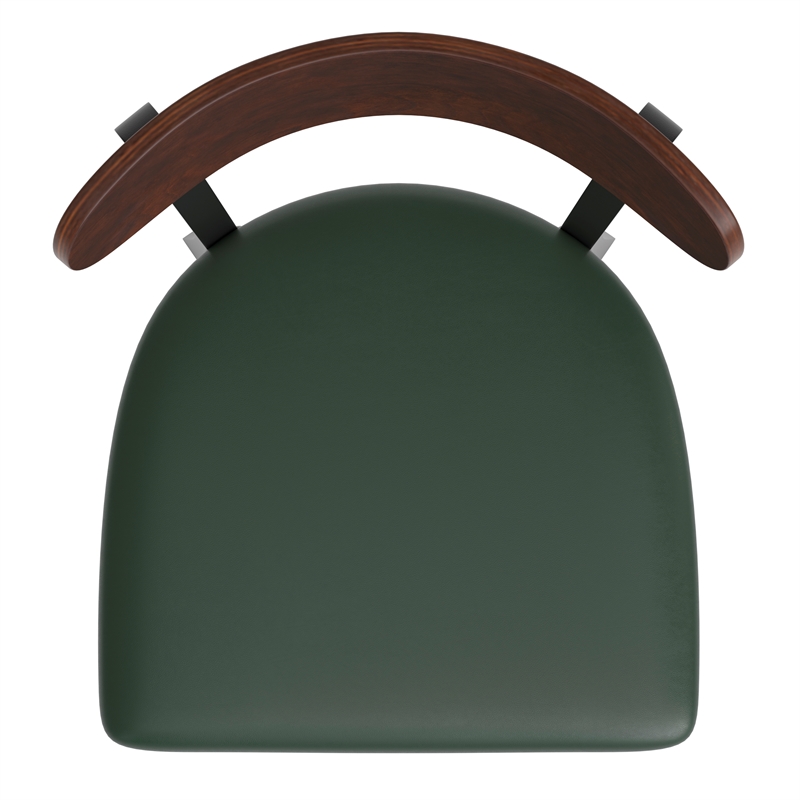Pemberly Row Metal Barstool with Seat and Wood Boomerang Back in Green/Walnut