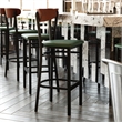 Pemberly Row Metal Barstool with Seat and Wood Boomerang Back in Green/Walnut