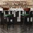 Pemberly Row Metal Barstool with Seat and Wood Boomerang Back in Green/Walnut