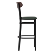 Pemberly Row Metal Barstool with Seat and Wood Boomerang Back in Green/Walnut