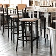 Pemberly Row Metal Barstool with Seat and Wood Boomerang Back in Gray/Natural