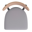 Pemberly Row Metal Barstool with Seat and Wood Boomerang Back in Gray/Natural