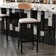 Pemberly Row Metal Barstool with Seat and Wood Boomerang Back in Gray/Natural