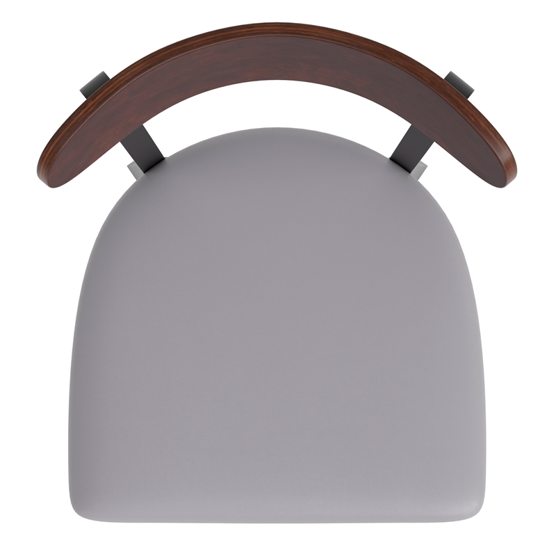 Pemberly Row Metal Barstool with Seat and Wood Boomerang Back in Gray/Walnut