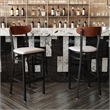 Pemberly Row Metal Barstool with Seat and Wood Boomerang Back in Gray/Walnut
