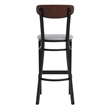 Pemberly Row Metal Barstool with Seat and Wood Boomerang Back in Gray/Walnut