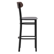 Pemberly Row Metal Barstool with Seat and Wood Boomerang Back in Gray/Walnut